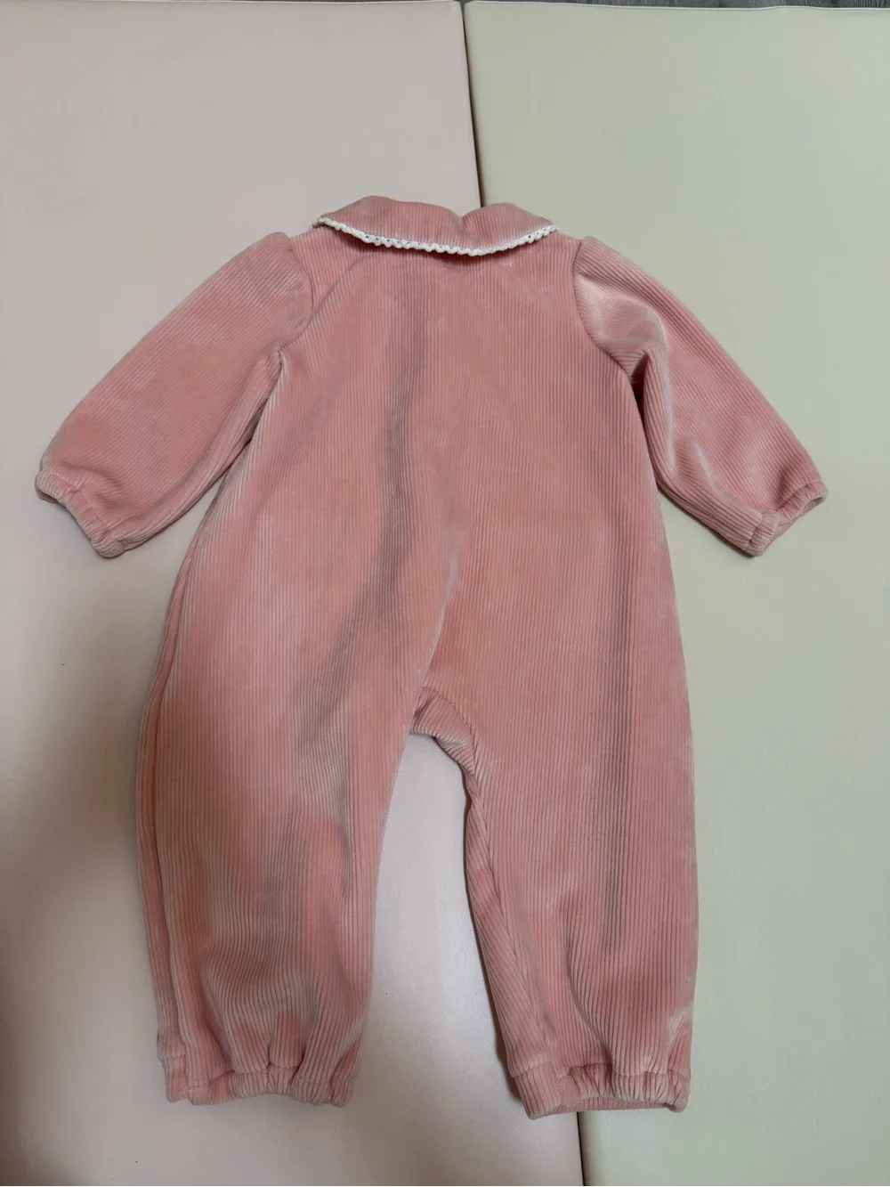 Absorba Pink Corduroy Zip Romper Peter Pan Collar Size 18-24months